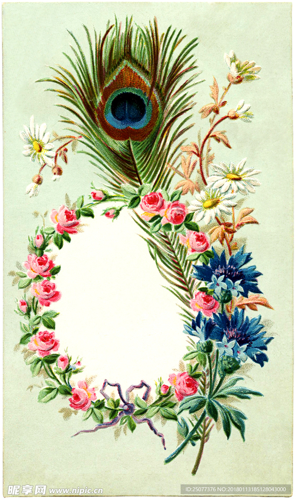 复古手绘花卉装饰画图片