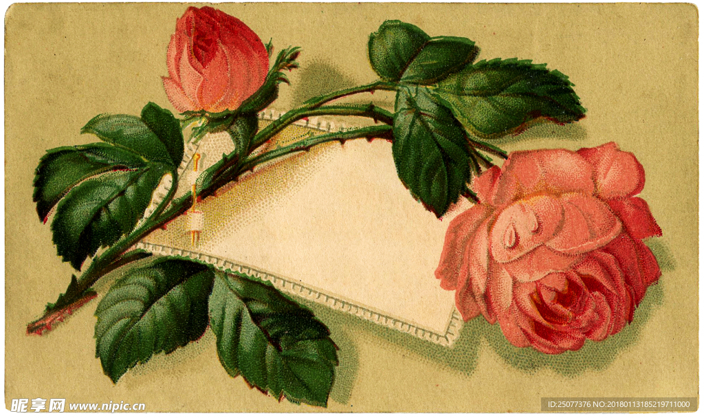 复古手绘花卉装饰画图片
