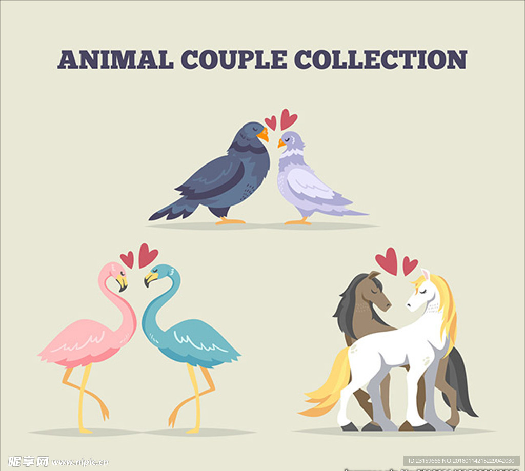 情人节动物情侣插图