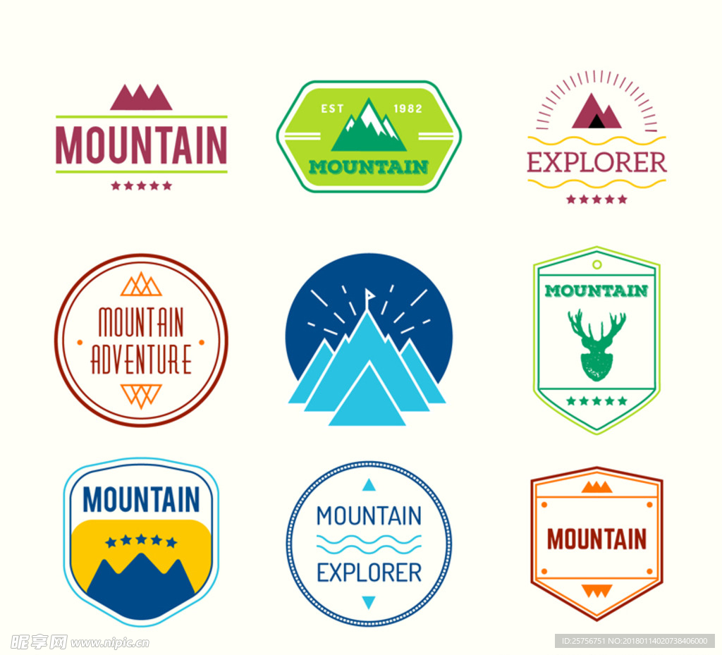 登山运动标签设计