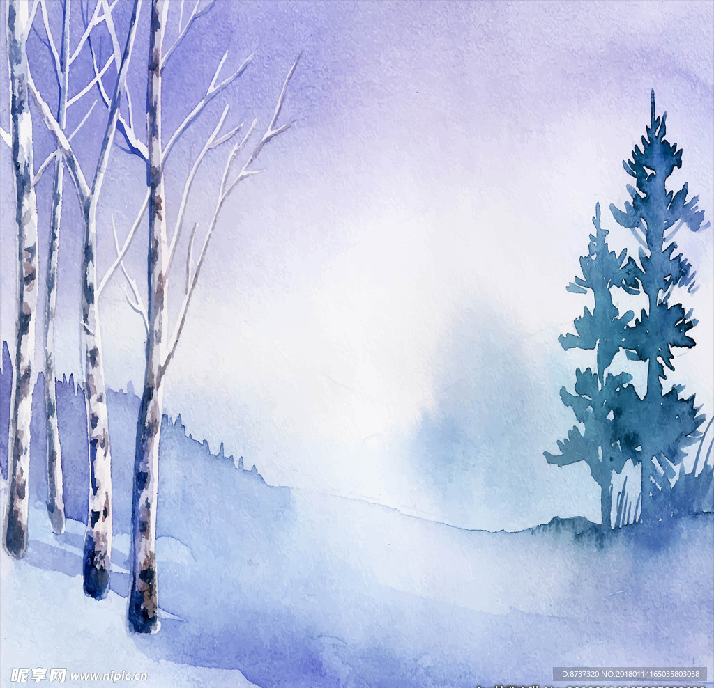矢量卡通冬天风景图片