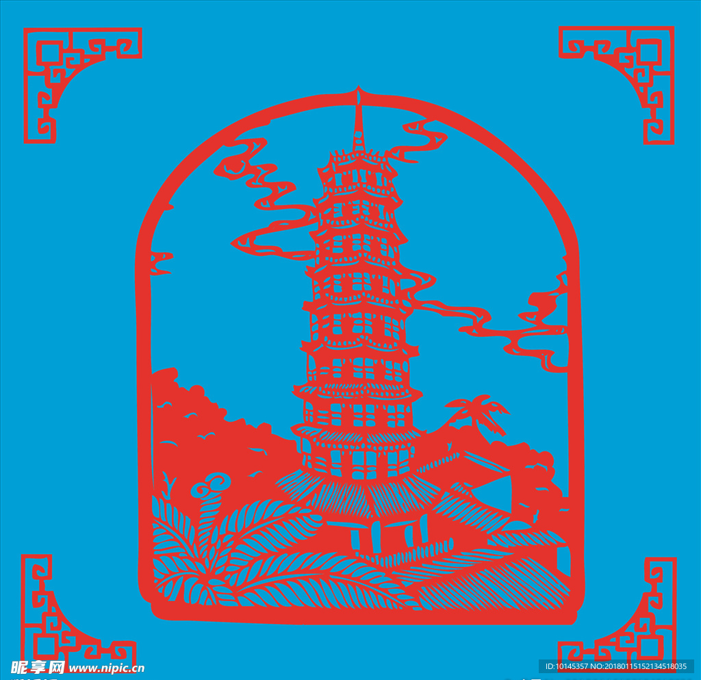 塔剪纸