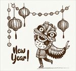 卡通儿童过新年