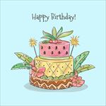 卡通手绘生日蛋糕