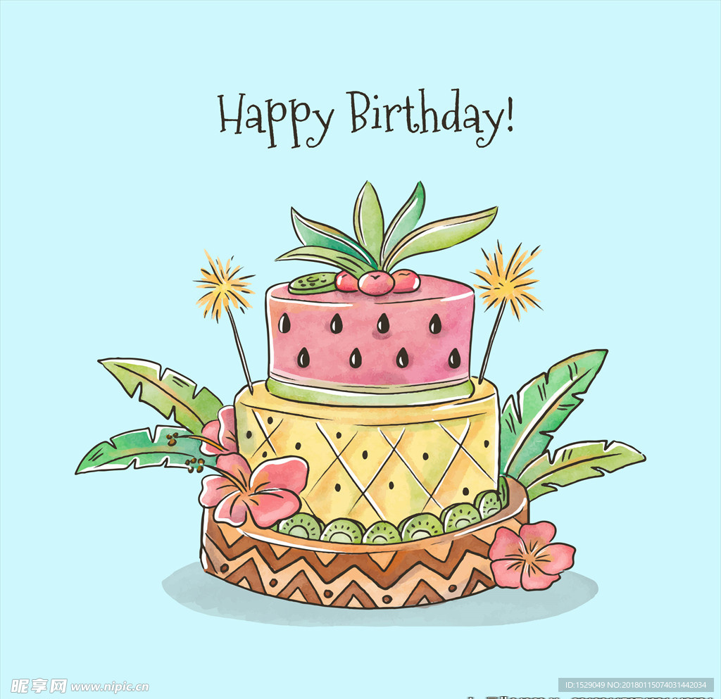 卡通手绘生日蛋糕