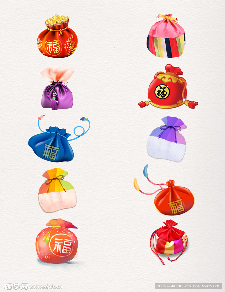 卡通喜庆新年福袋元素