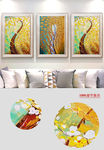 欧式复古现代金色发财树装饰画