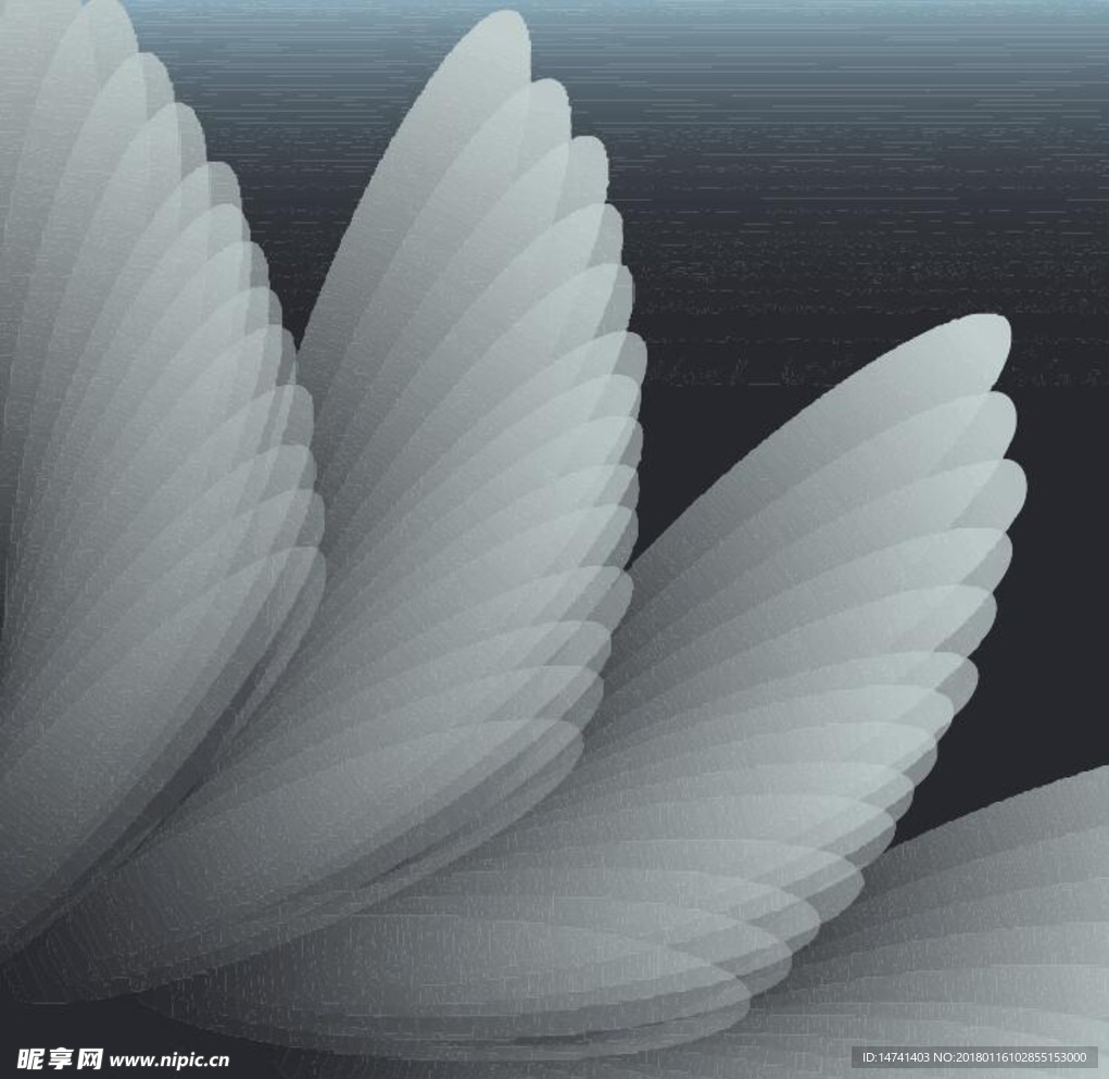 渐变抽象几何片表现羽翼矢量图案