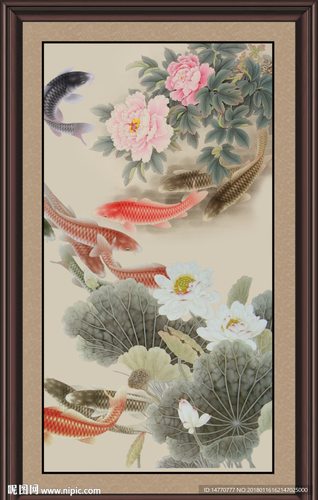 荷花鲤鱼图