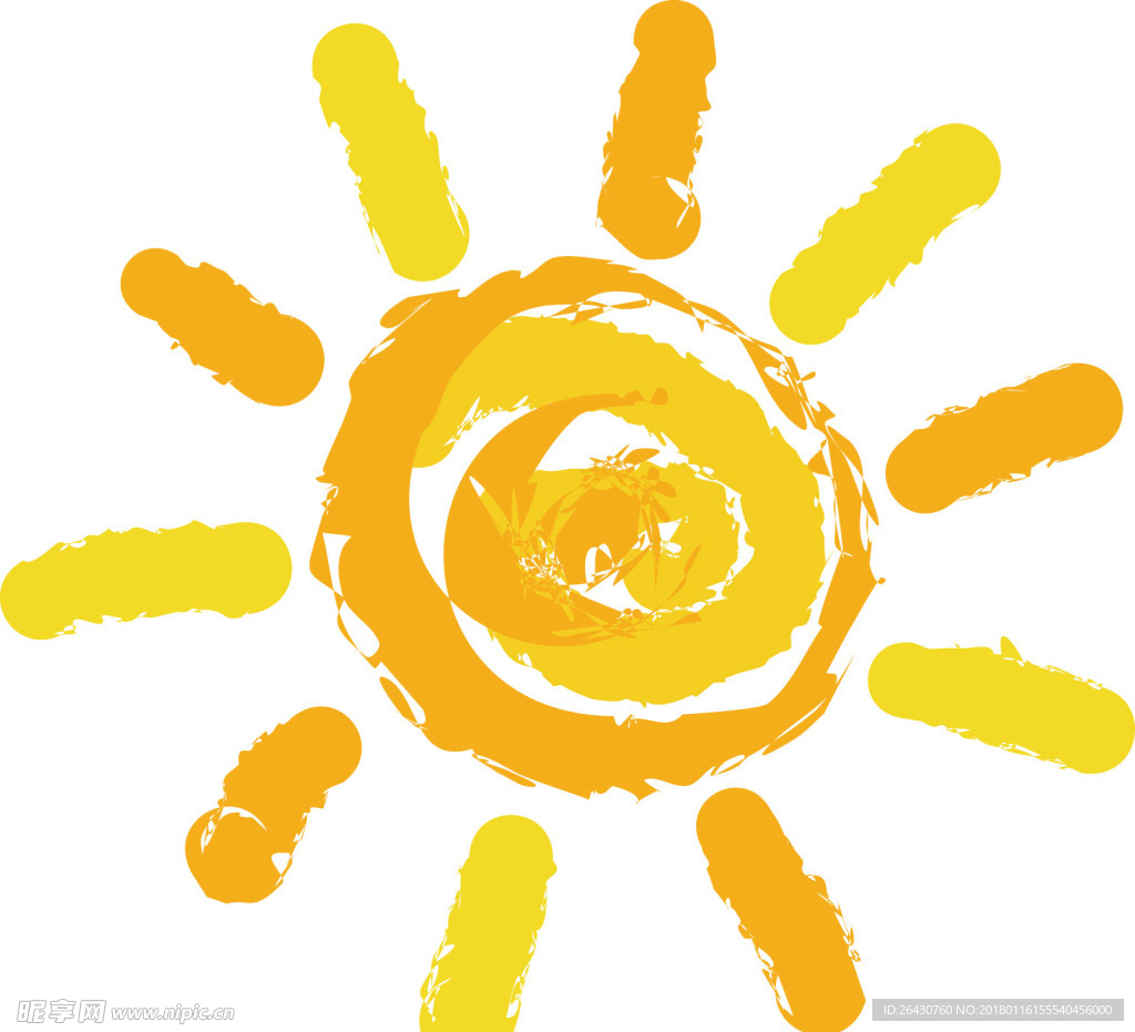橙色手绘太阳矢量素材免费下载水彩太阳晴朗天气夏朝日免费下载 - 觅知网