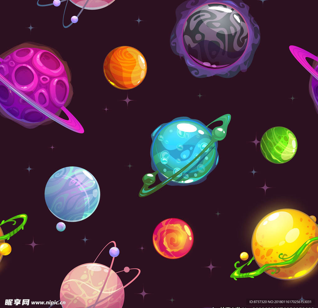 矢量卡通宇宙卫星图片