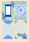 质感底纹古典青花瓷海报背景素材
