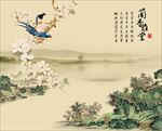 鸟花卧室背景墙电视沙发背景墙