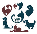 猫狗简约图案素材