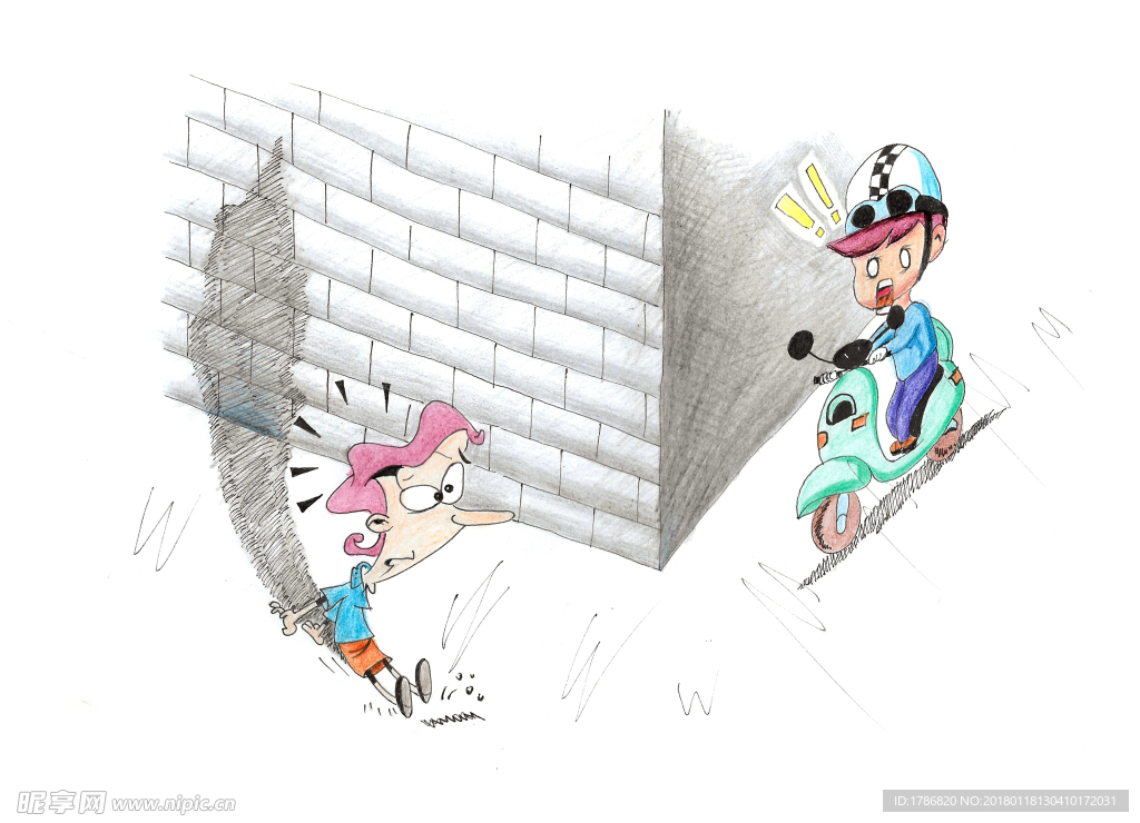 手绘 插画 幼儿 交通安全 绘