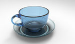 蓝色玻璃质感咖啡杯