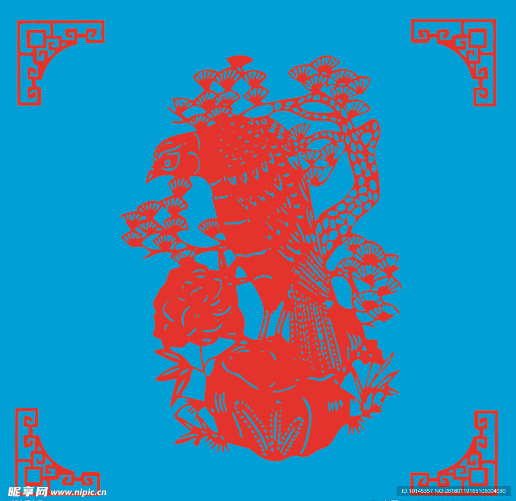 鸟与松树剪纸