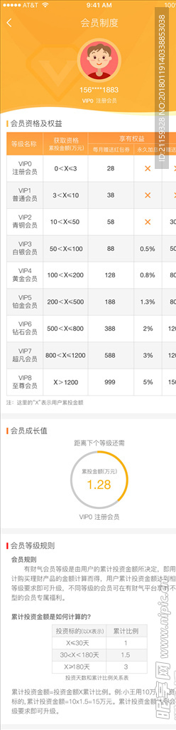 APP页面 界面设计 会员等级