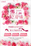 遇见爱情情人节促销海报
