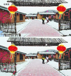 唯美冬天雪景下雪梅花农家院视频