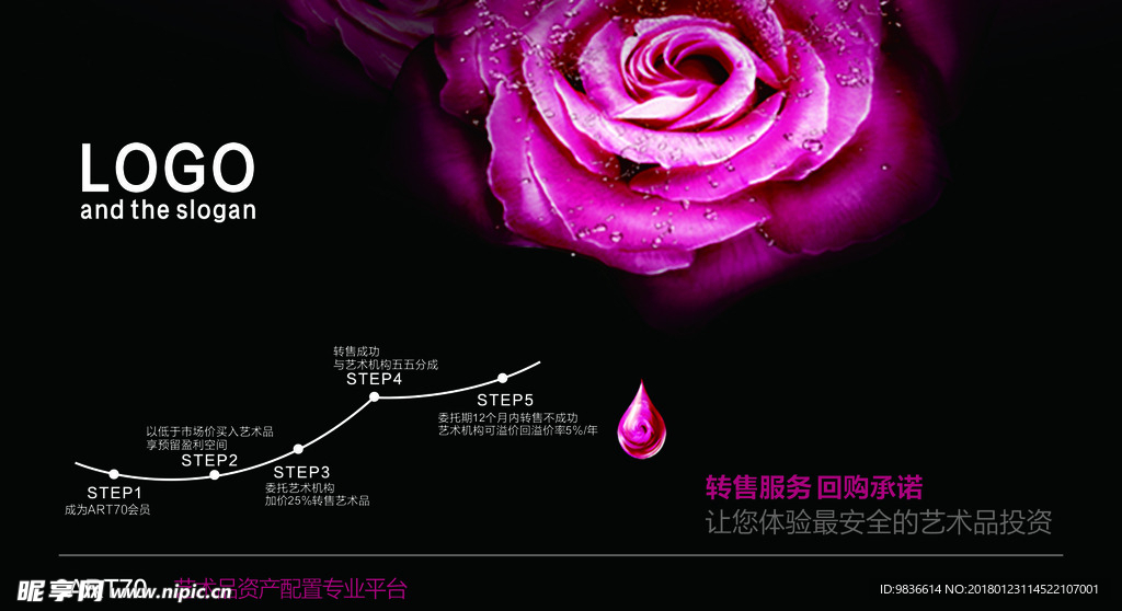 黑色花朵展板