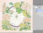 杏色自行车车轮花卉绿叶格仔镶嵌