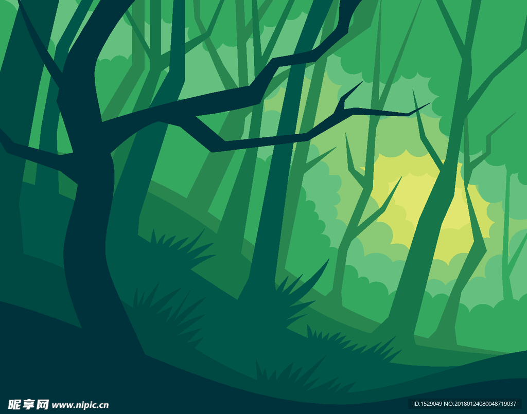 卡通树林