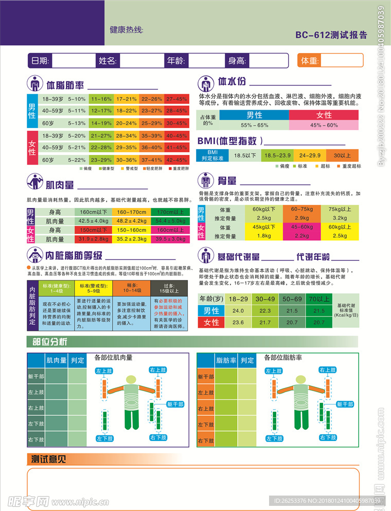 健身表卡