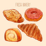 手绘面包店糕点