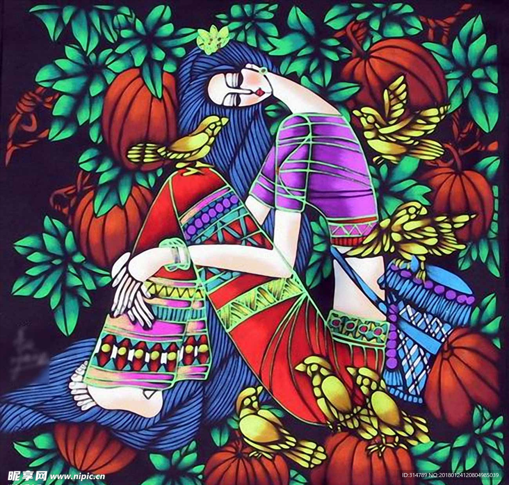 油画美女
