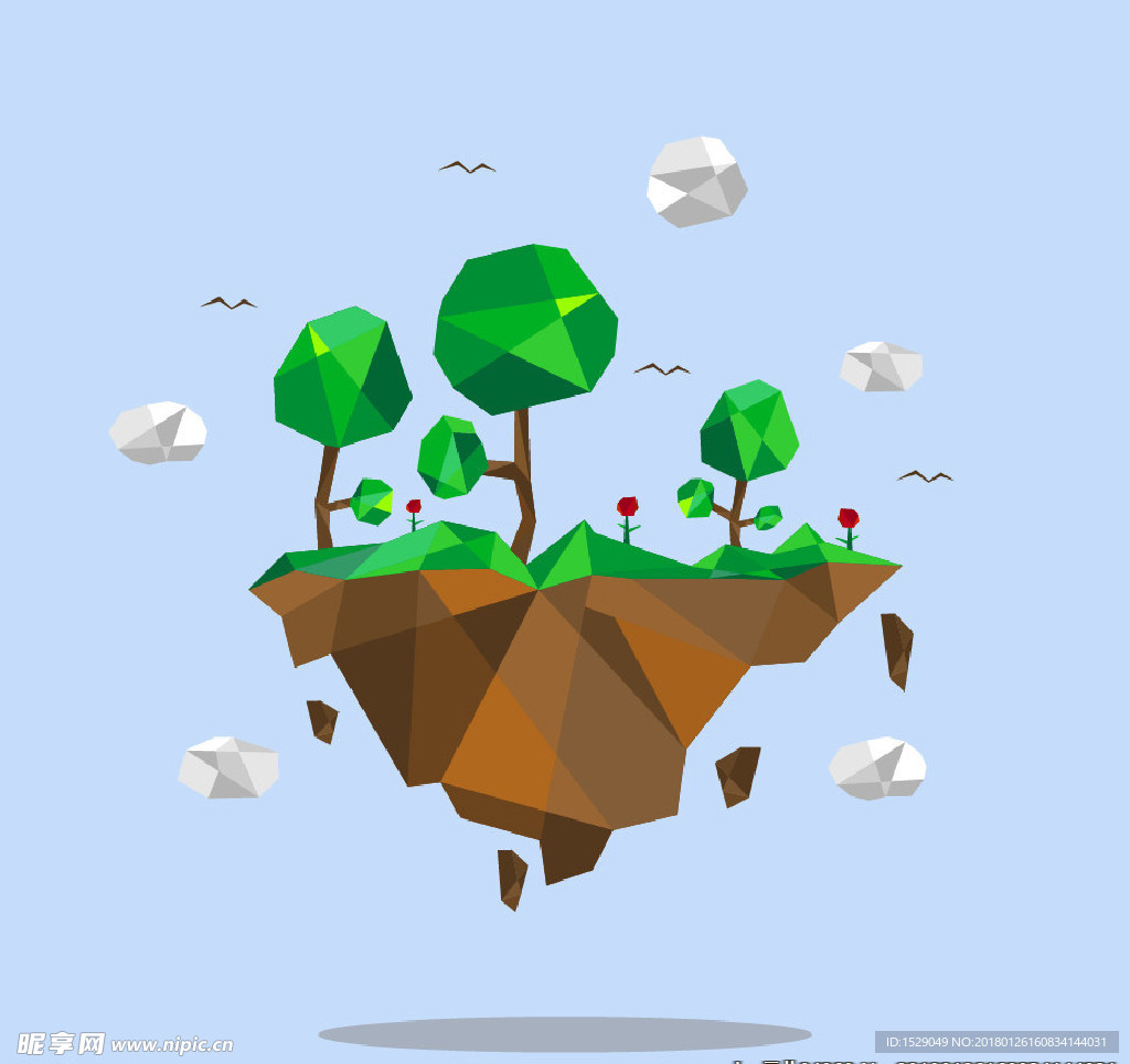 低多边形幻想森林场景