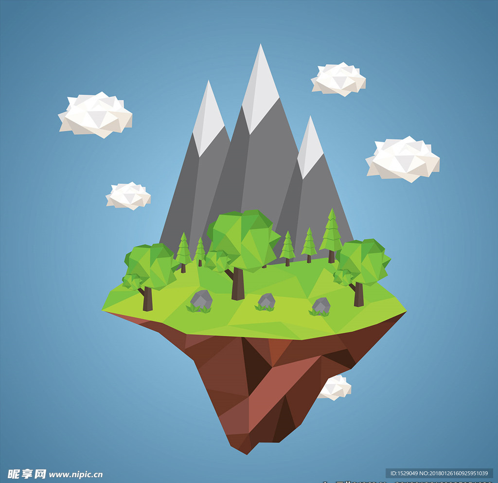 低多边形幻想森林场景