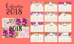 2018花卉日历矢量图