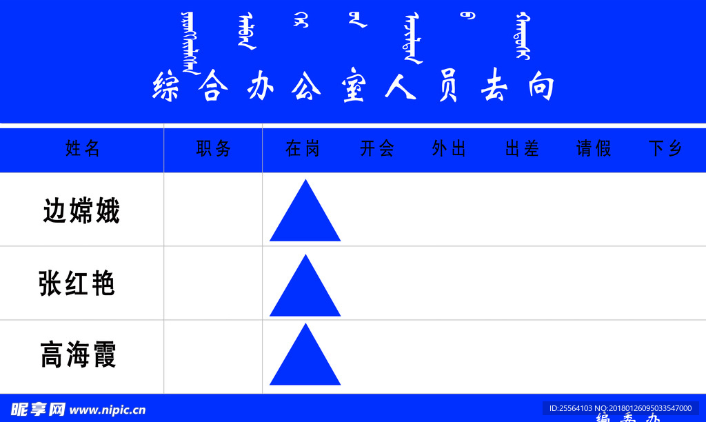 去向牌