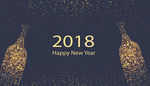 新年快乐星光梦幻香槟贺卡海报