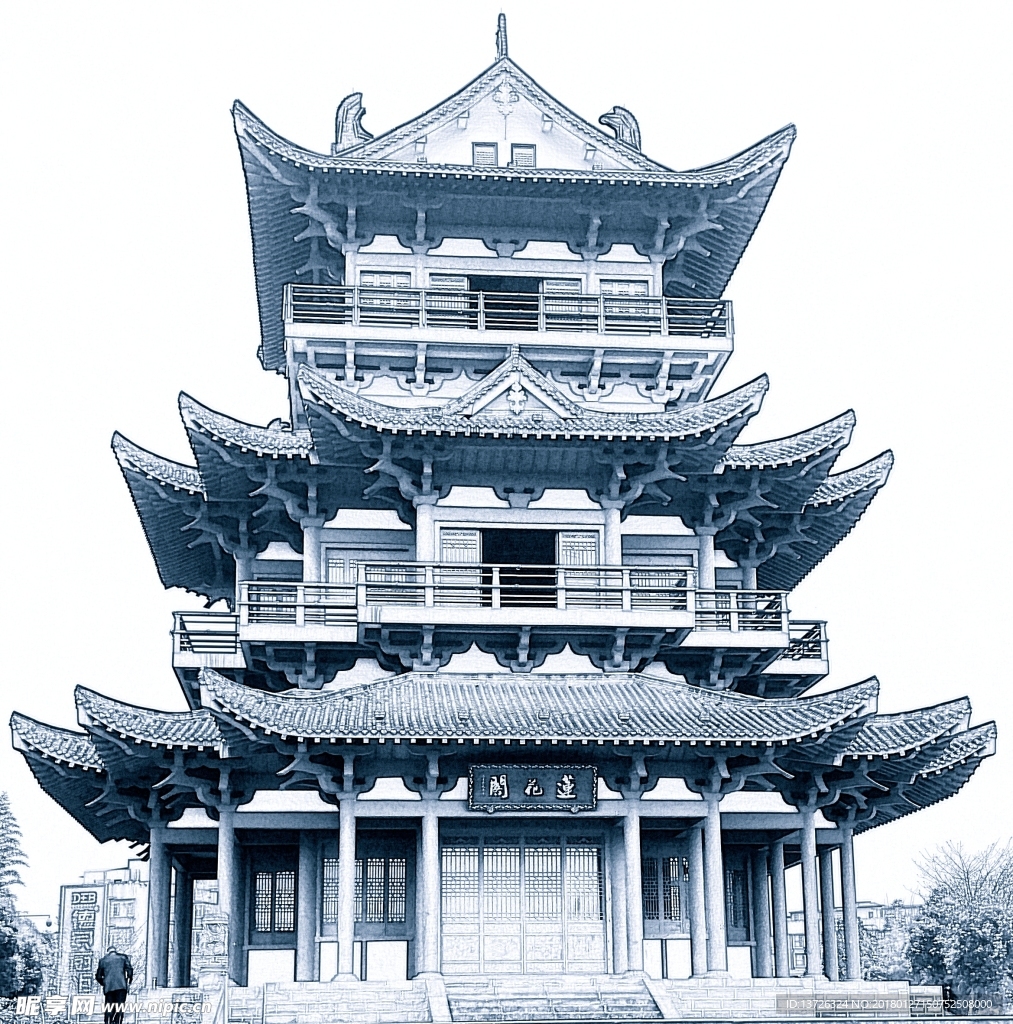 莲花阁 素描