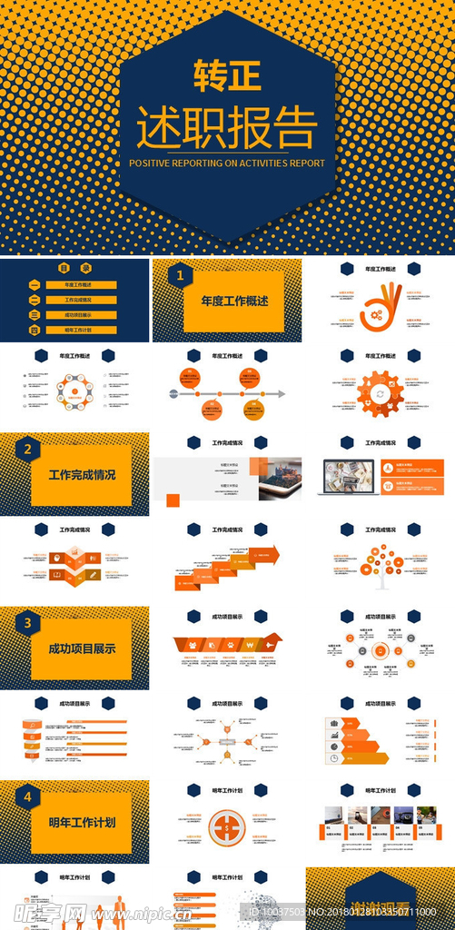 蓝橙色转正报告述职PPT