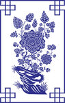 青花瓷菊花矢量图案