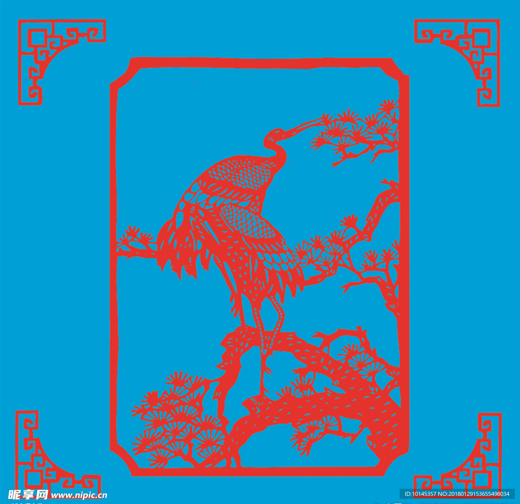 松鹤剪纸