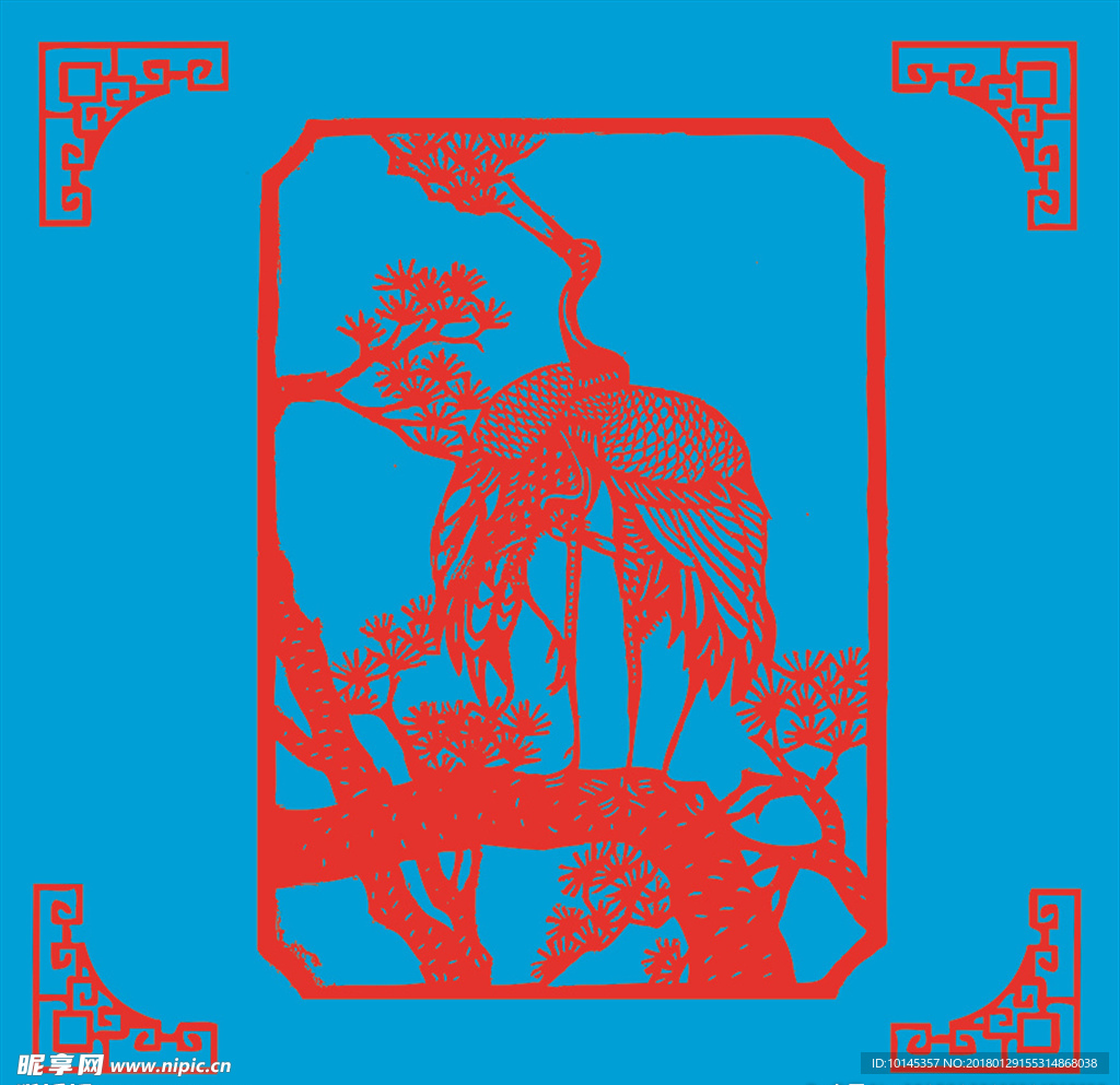 松鹤剪纸