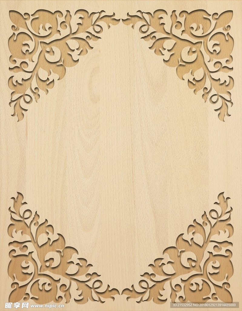 复古花纹木雕背景图片