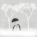 慢时光温馨企鹅雪花插画