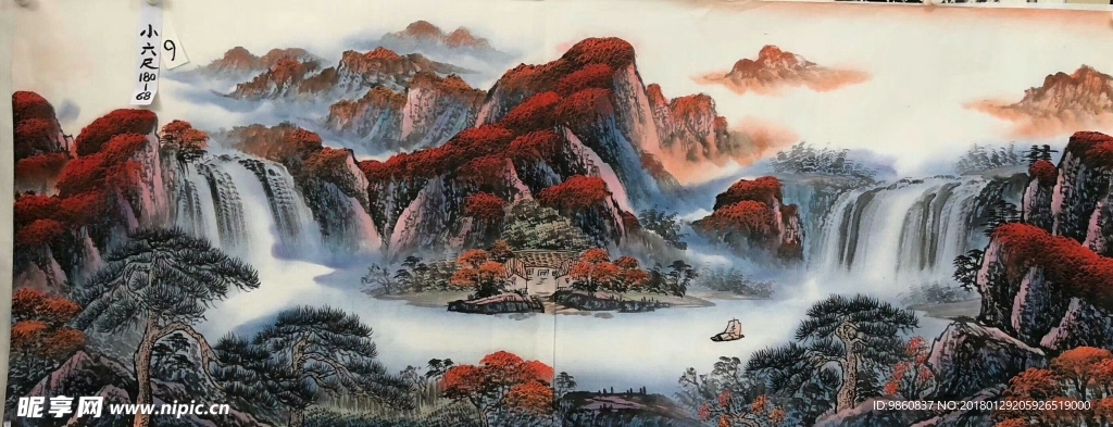 聚宝盆山水画鸿运当头