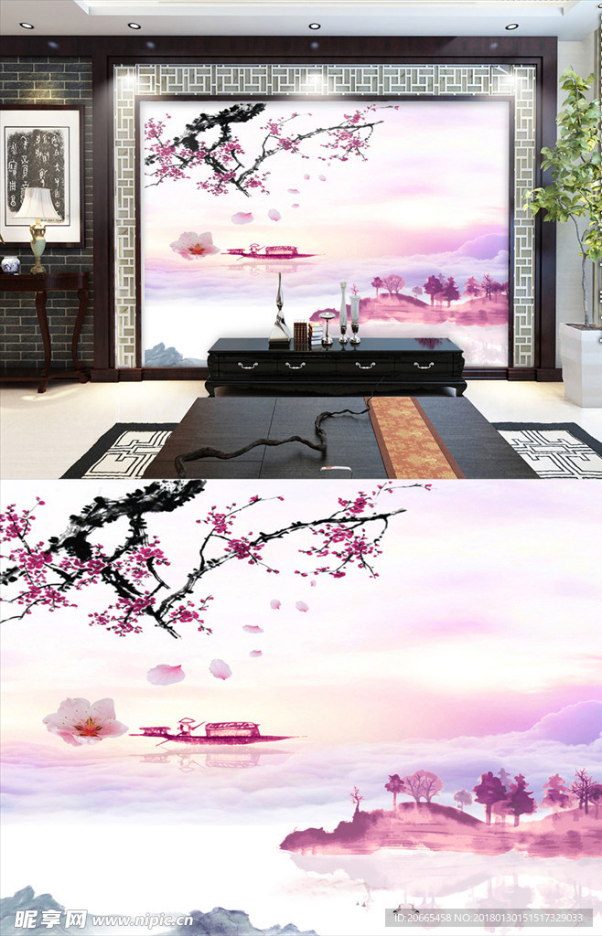 中国风梅花背景墙