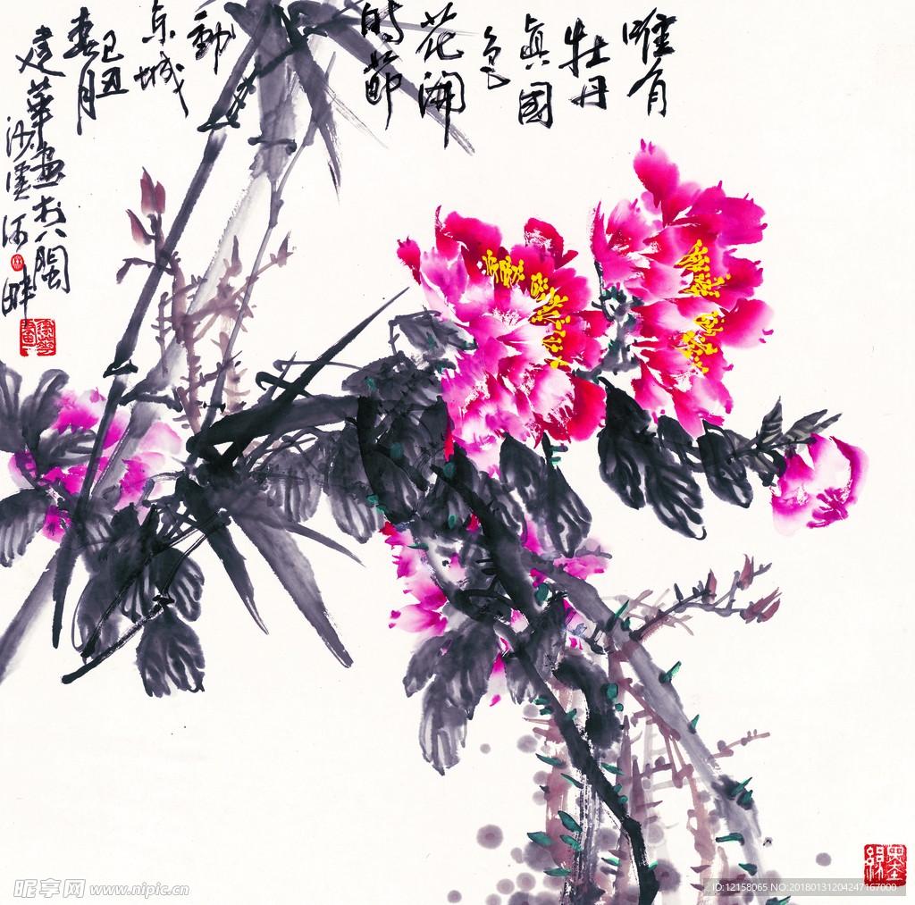 林建华 牡丹图