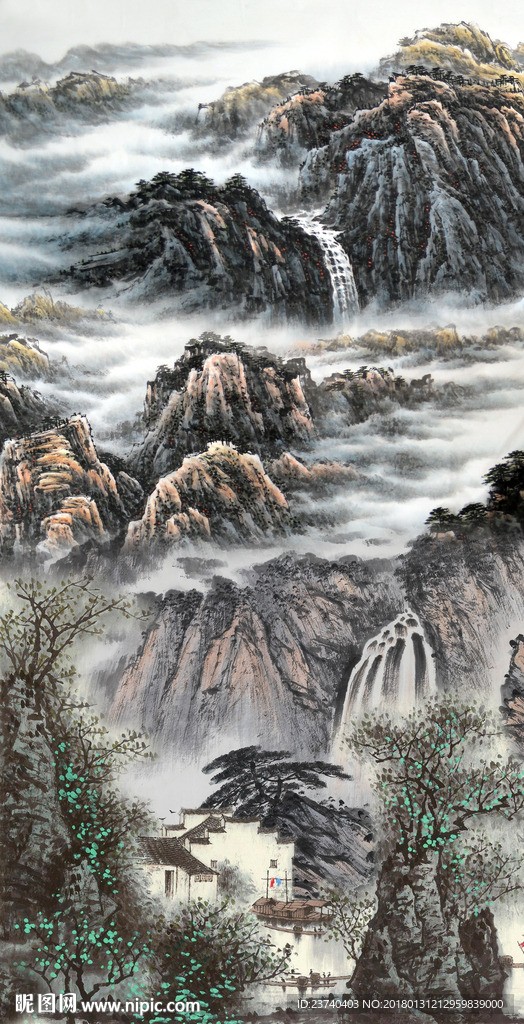 山水国画玄关