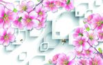 蜜蜂花朵电视背景墙