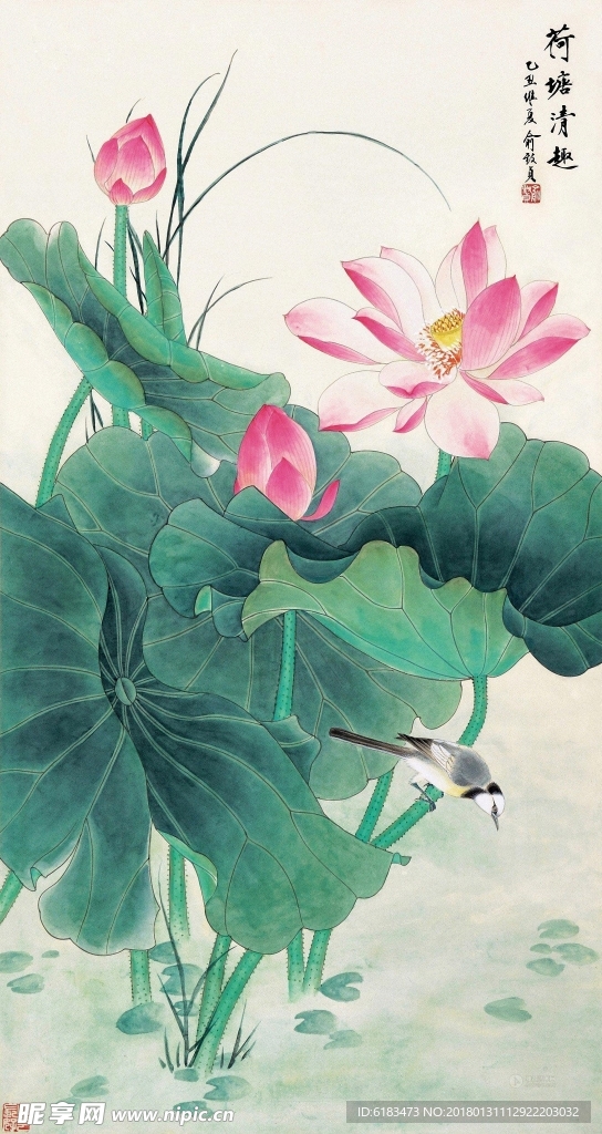工笔画荷花