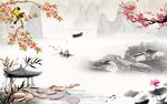 梅花喜鹊喜梅家和富贵中式背景墙