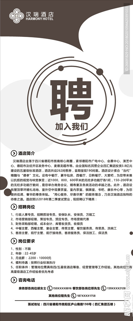 酒店招聘展架